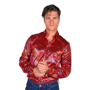 Disco skjorte med paljetter, dame og herre